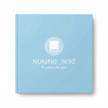 Light blue book with white text on a white background