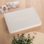 Lay Flat Wedding Photo Album Personalized with Gold Foil, Velvet Flush Mount Photo Album with Printed Photos