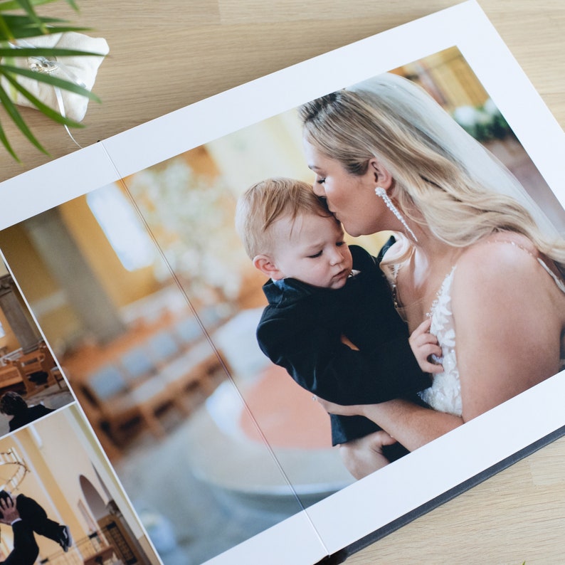 Luxury Wedding Photo Album with Glass Cover | Eco Leather Lay Flat Photo Book | Bespoke Flash Mount Album