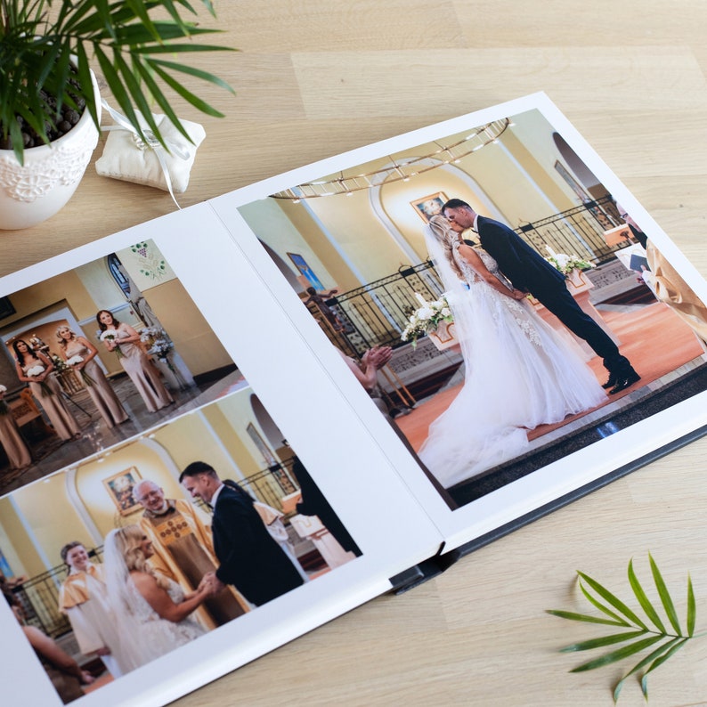 Luxury Wedding Photo Album with Glass Cover | Eco Leather Lay Flat Photo Book | Bespoke Flash Mount Album