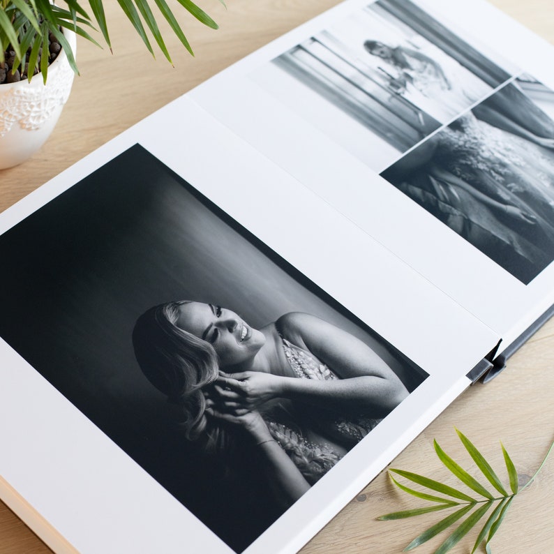 Luxury Wedding Photo Album with Glass Cover | Eco Leather Lay Flat Photo Book | Bespoke Flash Mount Album